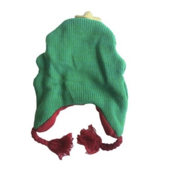 Emoji Christmas Tree Knit Hat With Star Topper Unisex Holiday Funny Decor - Picture 3 of 3